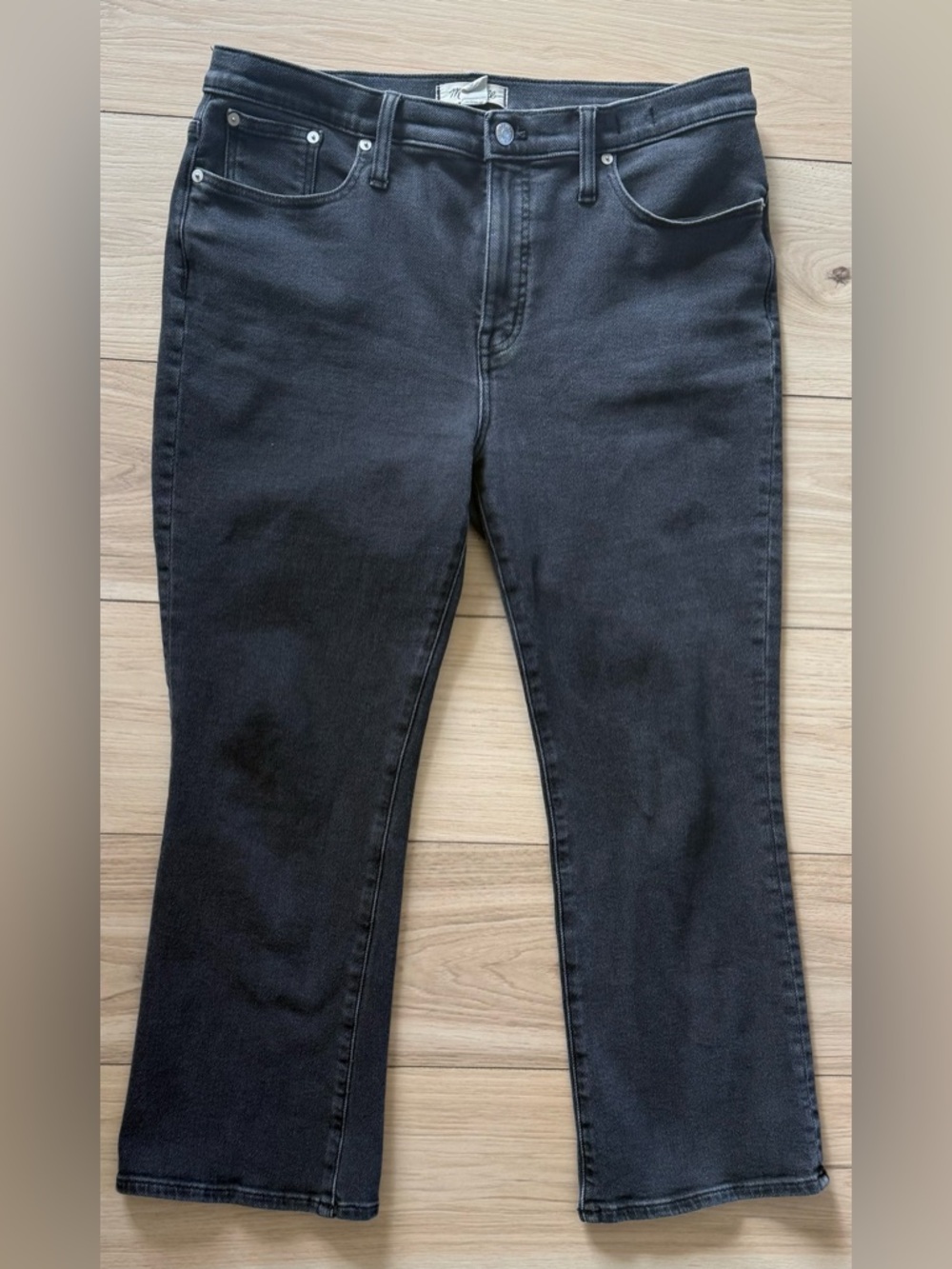 Madewell Mid Rise Kick Out Crop Jeans Size 31 Black Wash